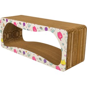 Resim Rotipet Karton Kedi Tırmalama Kedi Desenli Xlarge 75x28,5x24 Cm 