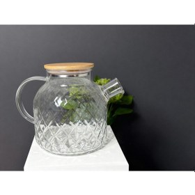 Resim Çnr Home Collection Bambu Kapaklı Cam Sürahi & Çaydanlık & Yağlık Çok Amaçlı Isıya Dayanıklı Cam Demlik 