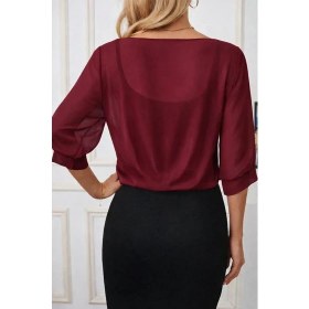 Resim Alyn Wear Kadın Fakir Kollu Önden Bağlamalı Kısa Şifon Bolero Ceket 