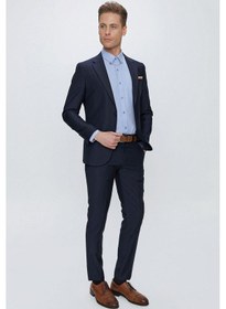 Resim Efor Slim Fit Klasik Mono Yaka Klasik Lacivert Takım Elbise Tk 2021 Lacivert 