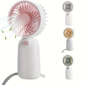 Resim Taşınabilir Cep Fanı, Tek Tıkla Hız Kontrolü ve Asma İpi ile - Partiler ve Hediyeler için Kompakt Tasarım, 2 AAA Pil (Dahil Değil) gerektirir, Plastik Malzeme 