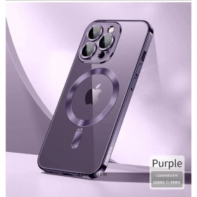 Resim m.tk moveteck Iphone 11 Pro Max Uyumlu Kamera Lens Üstü Korumalı Manyetik Magsafe Derin Mor Şarj Case 
