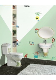 Resim Turkuaz Yumurcak Klozet Rezervuar Yandan Çıkışlı 