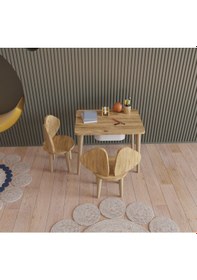 Resim Fahrettin Küçük Montessori Çocuk Masası Oyun Masası Fil Kulaklı Aktivite Masası Çalışma Masası Çekmeceli 2 Sand. Açık Çam 