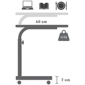Resim Sekizincicaddedizayn Yükseklik Ayarlı Laptop Ve Servis Sehpası - Ceviz (Tekerli) 