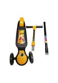 Resim Işıklı 3 Tekerlekli Çocuk Scooter 3 Kademeli Yükseklik Ayarı - Sarı Çok Renkli 
