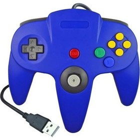 Resim USB Kablolu N64 Denetleyicisi Gamepad Joystick Pc Oyunları Için Gamecube Için Klasik 64 Konsollar Oyunları Için Oyun Pedi | Gamepads (Mavi) (Yurt Dışından) 