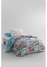 Resim Yataş Patchwork Ranforce Tek Kişilik Nevresim Takımı - Mavi Mavi 