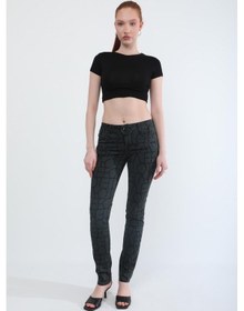 Resim Kadın Likralı Düşük Bel Skinny Fit Jean Pantolon Haki 