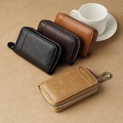 Resim Casual Style Erkek Sahte Deri Anahtar Çantası, Büyük Kapasiteli Çok Fonksiyonlu Araba Anahtar Tutucu, Yumuşak Sahte Deri Anahtar Saklama için Dışarı Çıkma, Kuru Temizleme, Kahverengi 