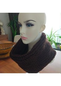 Resim Kahverengi El Yapımı Unisex Boyunluk Koyu Kahverengi 