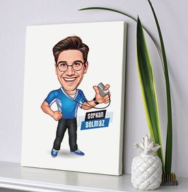 Resim Hakemlik Yapan Erkek Karikatürlü Kanvas Tablo 