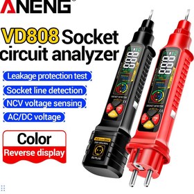 Resim ANENG VD808 Priz Analizi ve Sızıntı Test Cihazı, AC Voltaj Dedektörü, Polarite Testi - Ev/Endüstriyel Kullanım için Ağır Hizmet Tipi Elektrik Devre Onarımı, EU Fişi (Pil Gerekmez), Soket Hattı Tespiti, Kompakt Tasarım, Ergonomik Alet Yapısı, Dayanıklı Plastik Kasa 