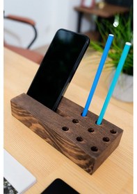 Resim Organizer Ahşap Kalemlik Telefonluk 