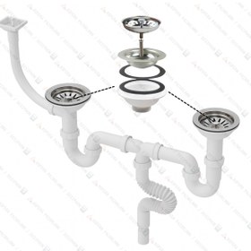 Resim DESIPHON S Çiftli Çöpmak Sifonu 11 cm Kafa Çapı Dik Taşmalı Derin Tip Koku Önleyici 