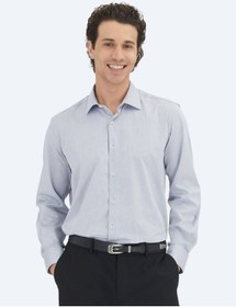 Resim Gri Regular Fit Dokuma Klasik Pamuk Karışımlı Gömlek Gri 