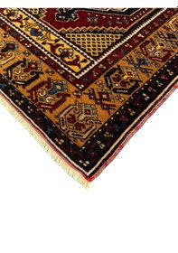 Resim El Dokuma Göbekli Sıfır Yahyalı Halısı 89x167 Kök Boya %100 Yün Halı Kırmızı 