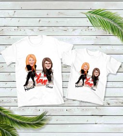 Resim Bk Gift 2’li Kişiye Özel Anne-Kız Karikatürlü Kombin Tişört Seti-3, Anneye Hediye, Anneler Günü Hedi 