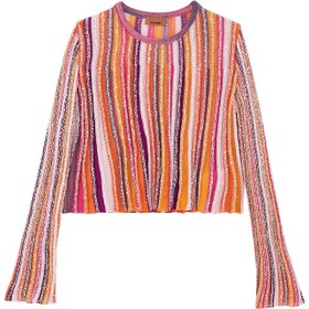 Resim Çocuklar İçin Çizgili Intarsia Örgü Kazak - 10Y 