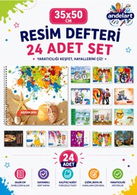 Resim andelart Resim Defteri Spiralli Karton Kapak 15 Yp 35x50 24 Adet 