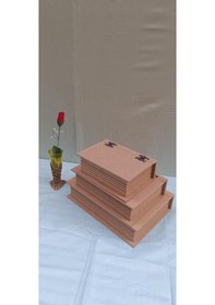 Resim 1448bng90033Hobi Dekoratif Model Üçlü Takı Kutusu Ahşap HAM MDF El Yapımı 