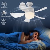 Resim E27 Vidalı Soketli Fan Işığı Uzaktan Kumanda ile, Çok Yönlü Küçük Ev Fan Işığı. 