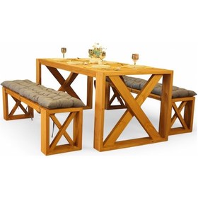 Resim Neiwel Velmar Doğal Ahşap Banklı Mutfak Ve Yemek Masası Takımı-100-280 Takım Açık Ceviz 