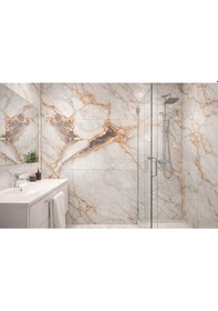 Resim 30x60cm Gold-bakır Mermer Desen Yapışkanlı Banyo,tezgah Arası Kaplama Duvar Paneli Kağıdı Tx-078 Gold - Krem 