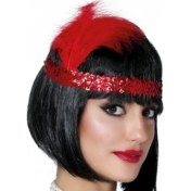 Resim Kırmızı Renk Çarliston Saç Bandı 