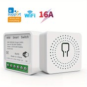 Resim 16A Akıllı WiFi Anahtar - Alexa/Google Home Uyumlu, Hub Gerekmez, Uzaktan ve Ses Kontrolü, Zamanlayıcı İşlevi, LAN Modu, Ewelink Otomasyon için 2 Yönlü Devre Rölesi 