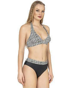 Resim Endeep Kadın Zigzag Desenli Toparlayıcı Bikini Takımı Siyah-beyaz Siyah - Beyaz 
