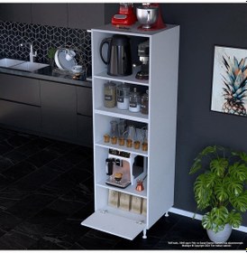 Resim Modilayn Silva Loya 59,6 X 194,6 X 56 Cm Kahve Köşesi Mutfak Gereçleri Düzenleyici Dolabı 