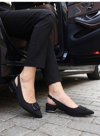 Resim Nesilshoes Nesil Shoes Ceylan 801 Siyah Saten Tokalı Kadın Sandalet 