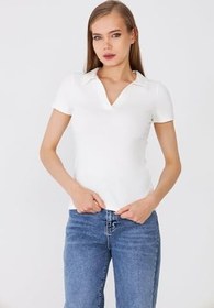 Resim Hdm Kadın Polo Yaka Fitilli Günlük Bluz - H6038 