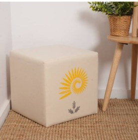 Resim Grey Puf-gri/sarı Baskılı 40x40x40 Cm Gri 