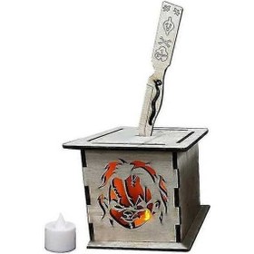 Resim Bloomnest El Yapımı Cadılar Bayramı Fener Süslemeleri, Ahşap Korku Lambası, G933 Asorti, Led Mumlu Fener Seti Asorti Çok Renkli 