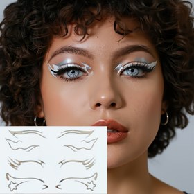 Resim 4 Çift/1 Sayfa Göz Kalemi Etiketleri - Gümüş Göz Makyajı Çıkartmaları Müzik Festivalleri, Kostüm Partileri ve Yüz Süslemeleri için, Festival Aksesuarları, Parti Makyajı, Şık Süslemeler, Dekoratif Etiketler, Yüksek Kaliteli Çıkartmalar, Dayanıklı Yapıştırıcı, Makyaj Aksesuarları, Festival Katılımcıları, Cosplay Tutkunları, Göz Makyajı Etiketleri, Göz Kalemi Etiketleri, Yüz Etiketleri, Yüz Süsleri 