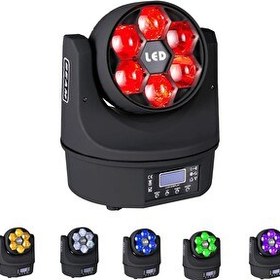 Resim DJ Pro Bee Eyes 6x15 Watt RGB 4in1 Moving Head Robot Işık 