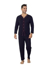 Resim Sude Ercan Erkek Önden Düğmeli Uzun Kol İnce Pijama Takımı A301-843 - 1 Adet Lacivert 