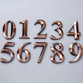 Resim Modern ABS Metalik Yüzeyli Ev Numara Levhaları, 3D Duvar Montajlı Sayısal Kapı Plakası, Dayanıklı Plastik Malzeme, Elektrik Gerektirmez, Ev, Otel, Oda İçin 