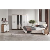 Resim GuneyStore Montaj Komple Mdf Sport 6 Kapaklı Atlantik Çam-beyaz Yatak Odası Takımı (bazalı) 