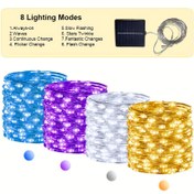 Resim 1 Lityum Pil 32m/300LED, 22m/200LED, 12m/100LED, 7m/50LED Açık Hava Güneş Enerjili Işıklı Zincirler 8 Aydınlatma Modu ile, Bahçe Partisi için Su Geçirmez Peri Işıkları, Yeni Yıl Düğünü, Arka Bahçe Noel Ağacı Çiti, Havuz Dekoru, Veranda Asılabilir Işık Sıcak Beyaz, Mor, Mavi 