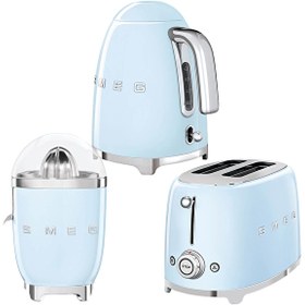 Resim Smeg Pastel Mavi Kettle-1x2 Ekmek Kızartma Makinesi ve Narenciye Sıkacağı Seti 