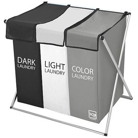Resim Box&Box Üç Bölmeli Çamaşır Sepeti Beyaz - Gri - Siyah 