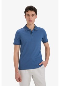 Resim DeFacto Slim Fit Dar Kesim Polo Yaka Kısa Kollu Dokulu Basic Düz Tişört T5259AZ25SMIN233 