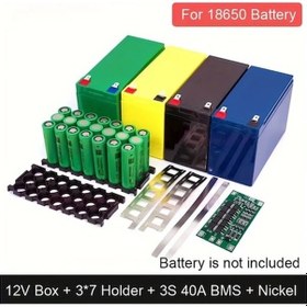 Resim Fastbuy 12v 3s 40a Dıy Bms Pil Kutusu - 18650 Batarya, Püskürtücü Akü Seti - 21 Hücre Snap-in Tutucu 