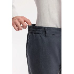 Resim AVVA Erkek Antrasit Beli Lastikli %100 Keten Relaxed Fit Şort B003732 
