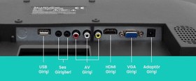 Resim Hello HL-2400 24'' 12Volt Adaptörlü Full HD Led Monitör 