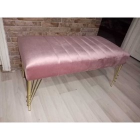 Resim aldagelsin Modern Çizgi Model Puf Ayakucu Bench Gold Metal Ayak 120 cm 