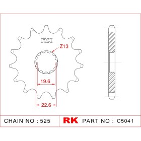 Resim RK Suzuki GSX-R 1000 RK Çelik Ön Dişli C5041-17 (2001-2008) 